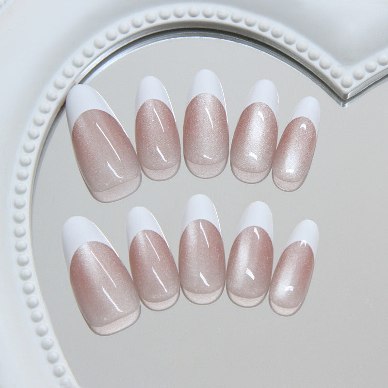MY345- Almond Cat eye French nails