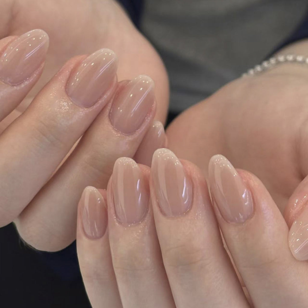 JP4059- Nude Short Almond Press on Nails