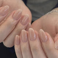 JP4059- Nude Short Almond Press on Nails