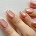 JP4127- Short Pink Cat Eye Press on Nails