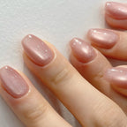 JP4127- Short Pink Cat Eye Press on Nails
