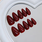 W2158- Short almond Red Cat eye Press on Nails