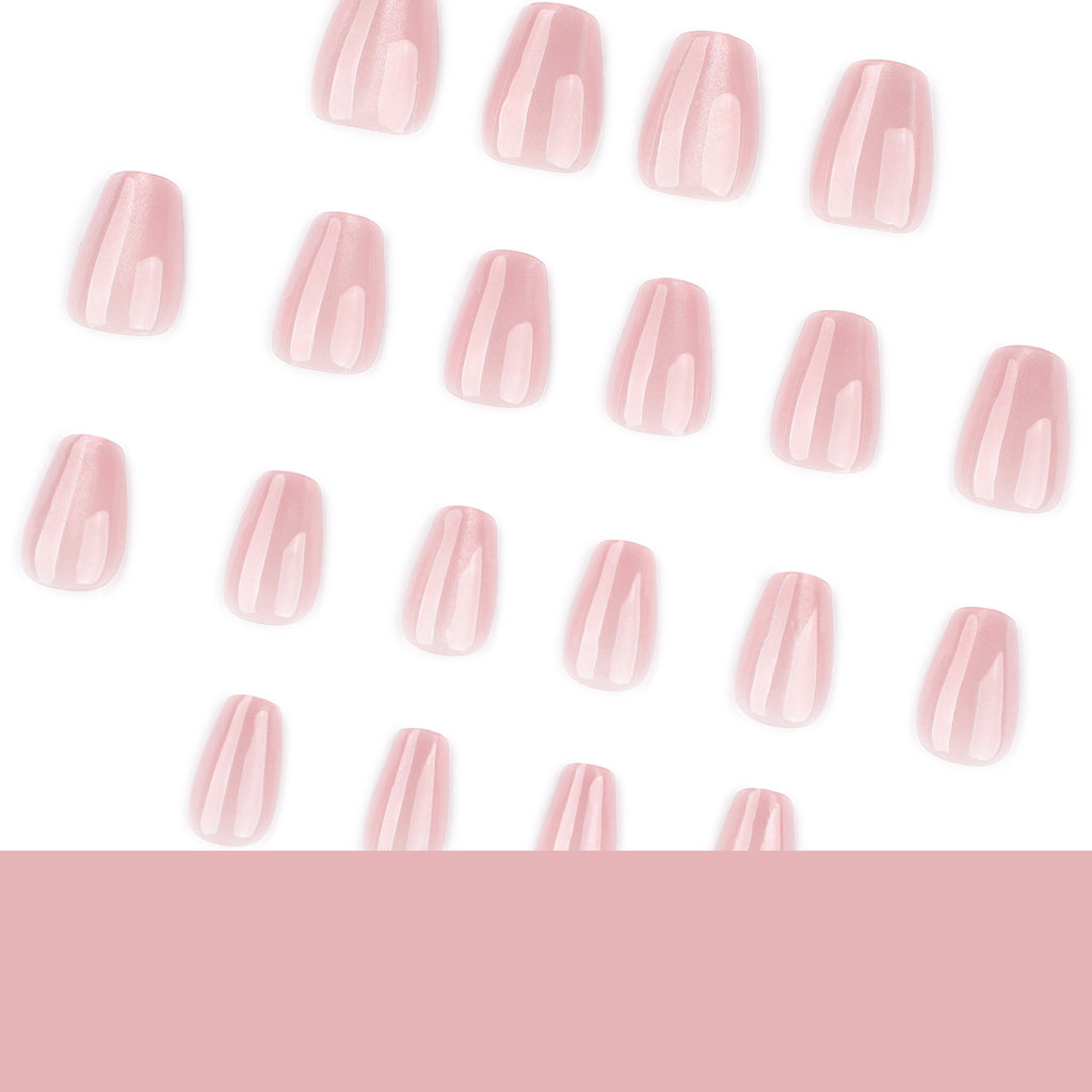 JP4127- Short Pink Cat Eye Press on Nails