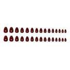 W2158- Short almond Red Cat eye Press on Nails
