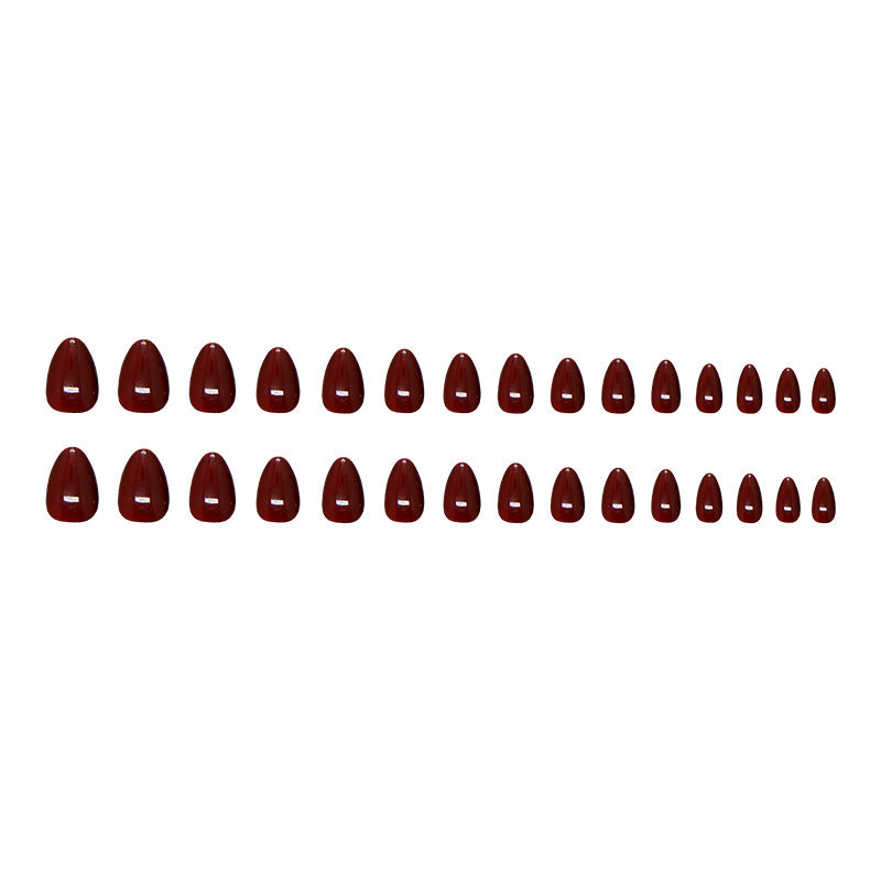W2158- Short almond Red Cat eye Press on Nails