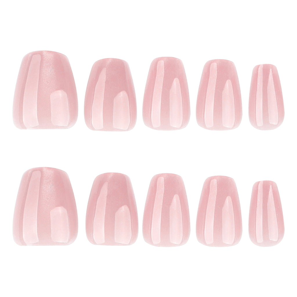 JP4127- Short Pink Cat Eye Press on Nails