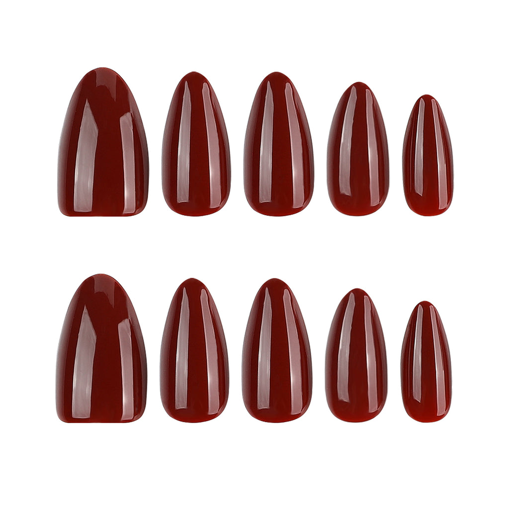 JP4554- Cherry Red Almond Press on Nails