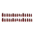 Z1175- Embellished Cherry Red Almond Nails