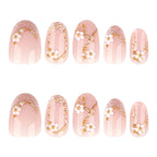 JP4095- 3D Floral art Short Round Nails