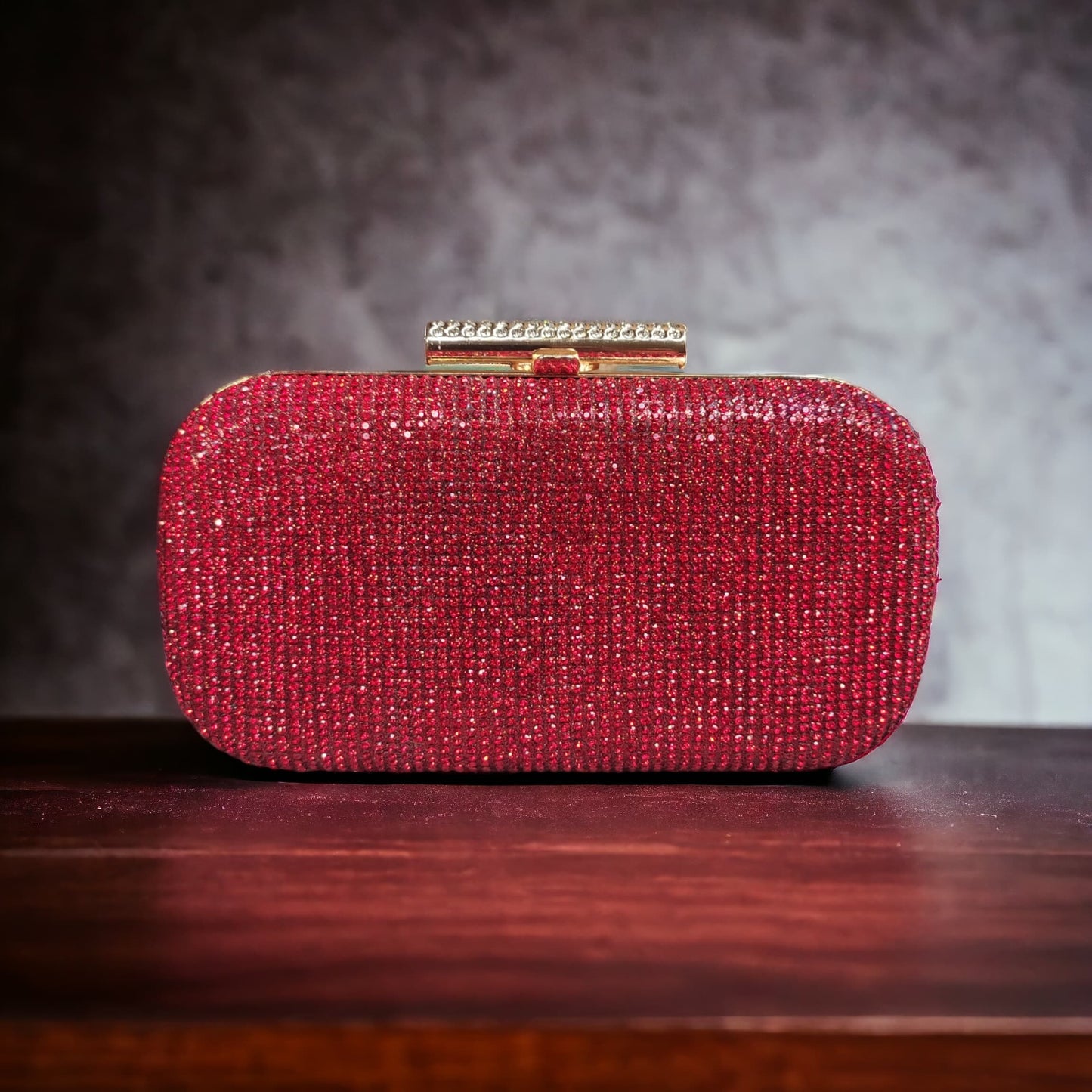 [Clearance] - Fancy Rhinestone Clutch - Red