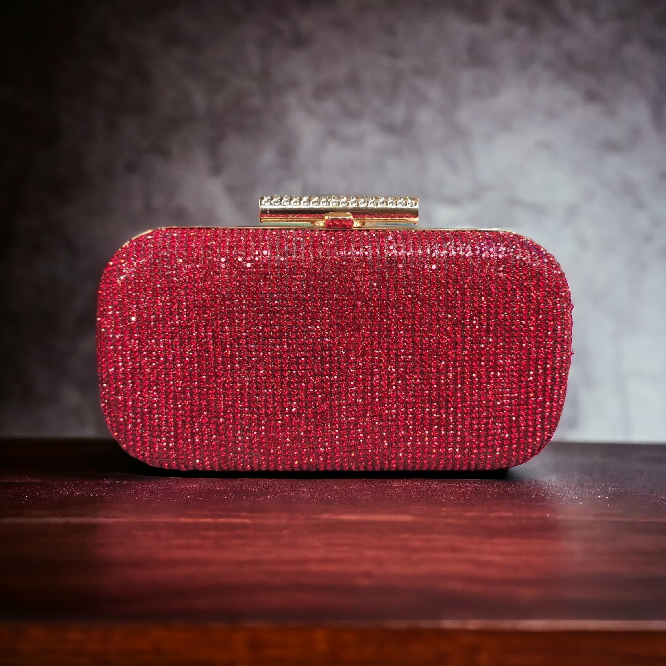 [Clearance] - Fancy Rhinestone Clutch - Red
