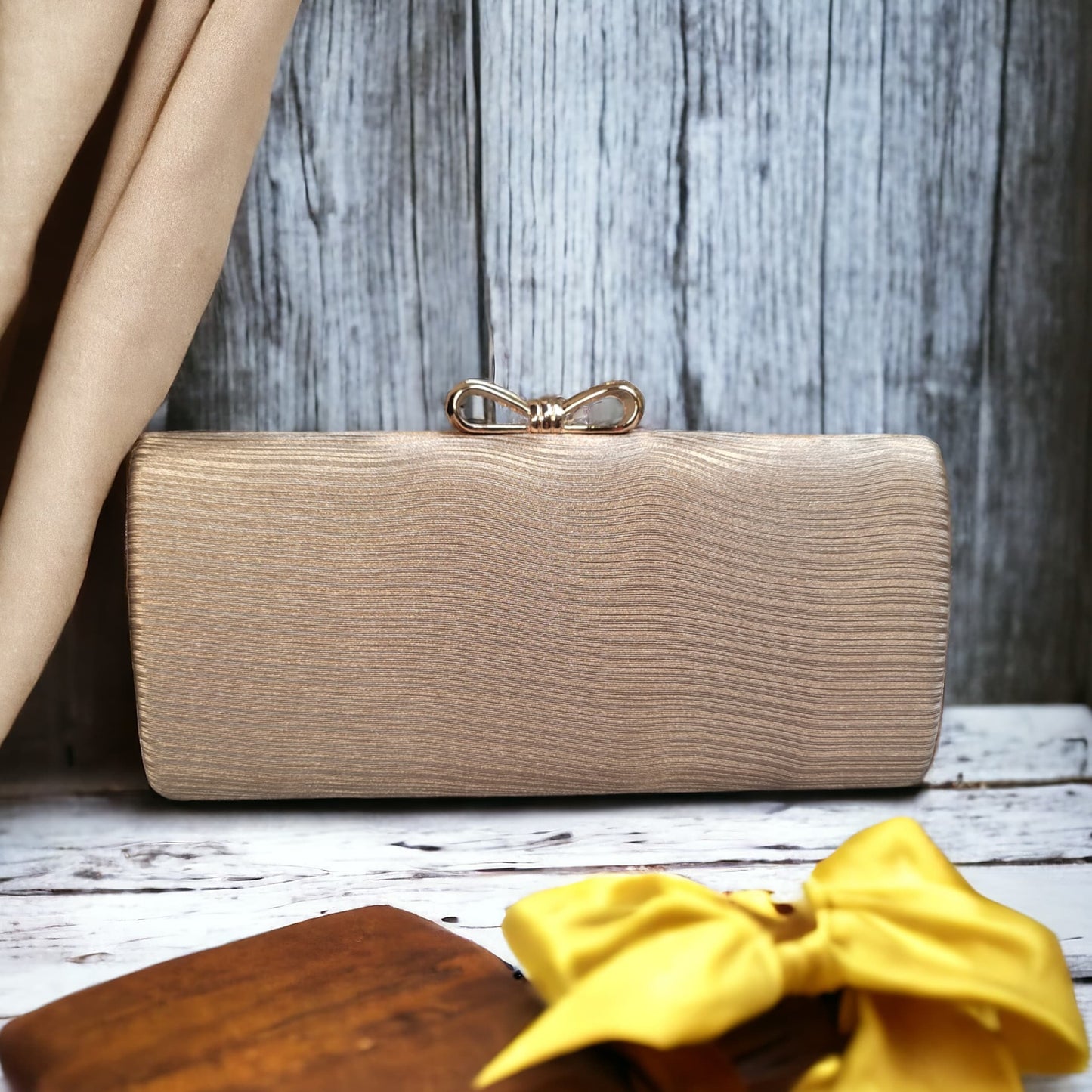 [Clearance] - Classic Silk Clutch - Golden Beige