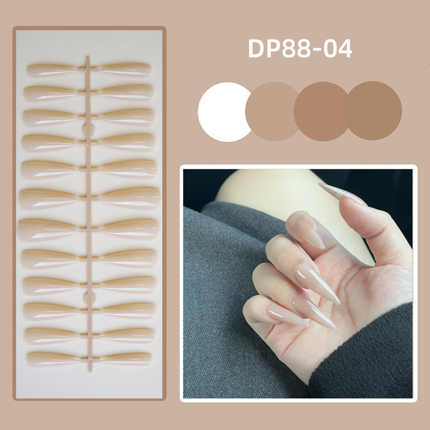 [Clearance]- Long Stiletto Nude - ST06