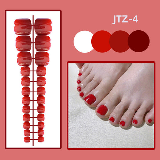 [Clearance]- Glossy Toe Nails- Red- JTZ4