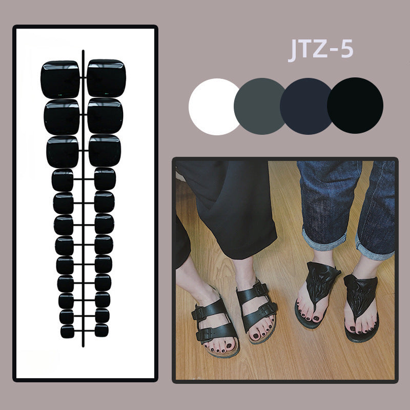 [Clearance]- Glossy Toe Nails- Black- JTZ5