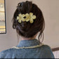 [Clearance] - Frosted double Flower Hair Clip - H1139